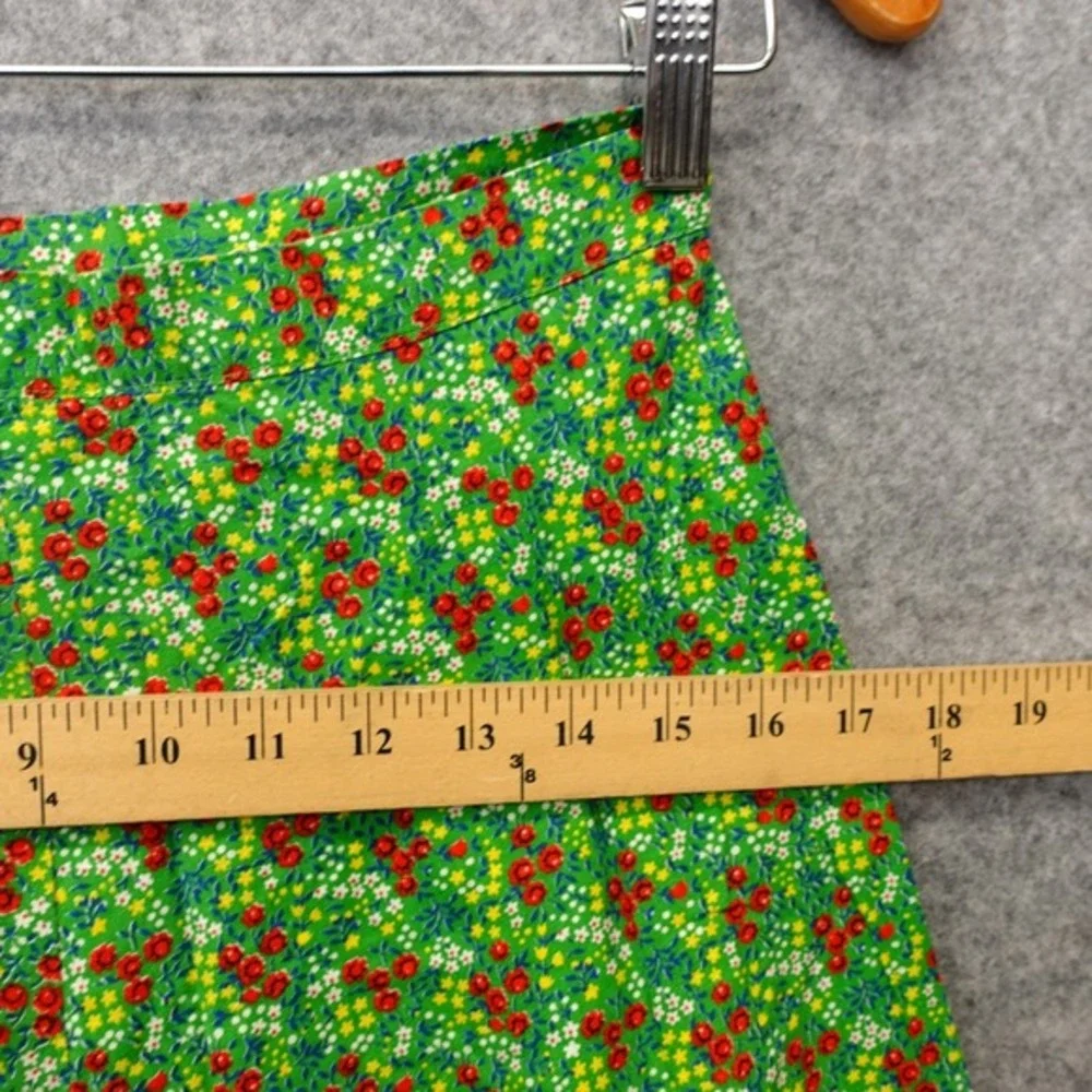 Vintage Floral Maxi Skirt Womens XS Green Ditsy Garden Tiered Boho Cottage‎ 70s